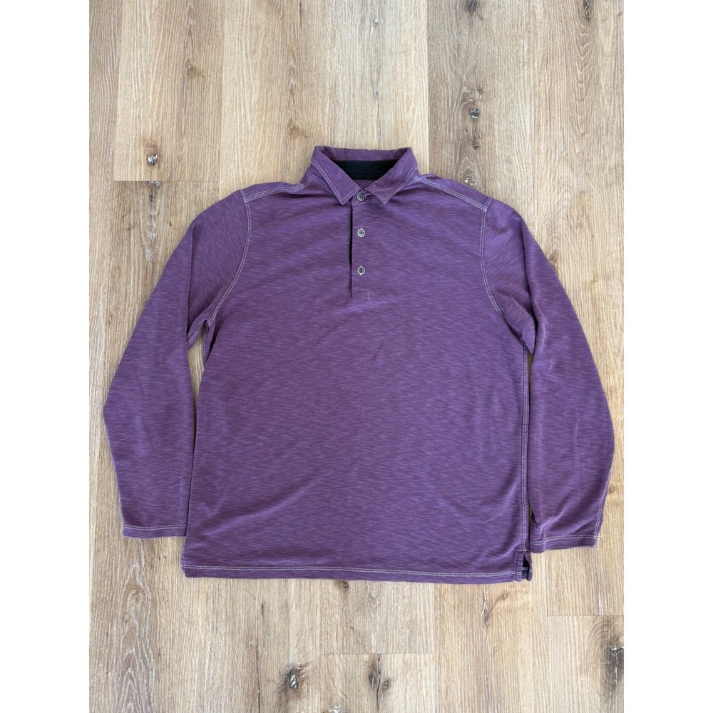 Tommy Bahama Polo Shirt Mens M Purple Long Sleeve Modal Blend Heathered Logo